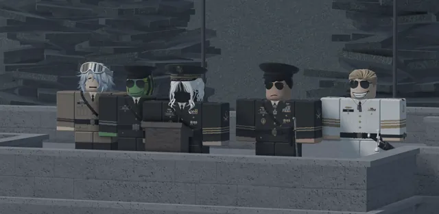 Officers on the reviewing stand.