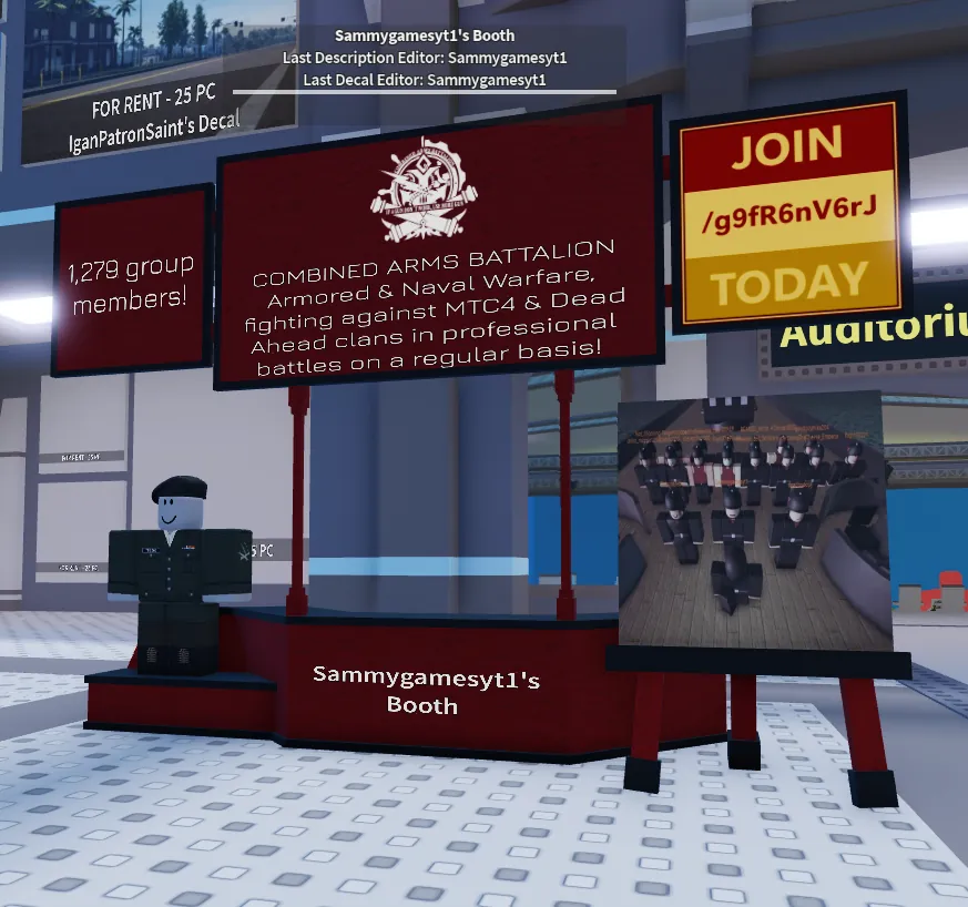 Example CAB recruitment booth at the Plaza, in maroon and gold